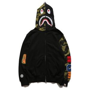Bape Shark Hoodie in Black and Camouflage